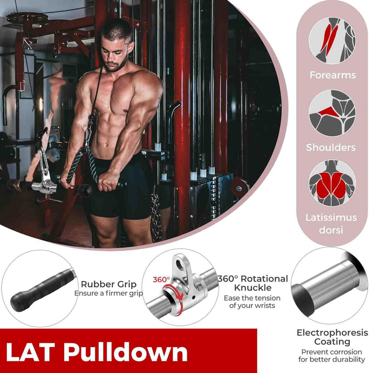 KOMFOTTEU 4 TLG. Pull Down Aufsatz, Zubehör Set für Kabelmaschine, Trizeps Fitness Griffe aus Stahl,