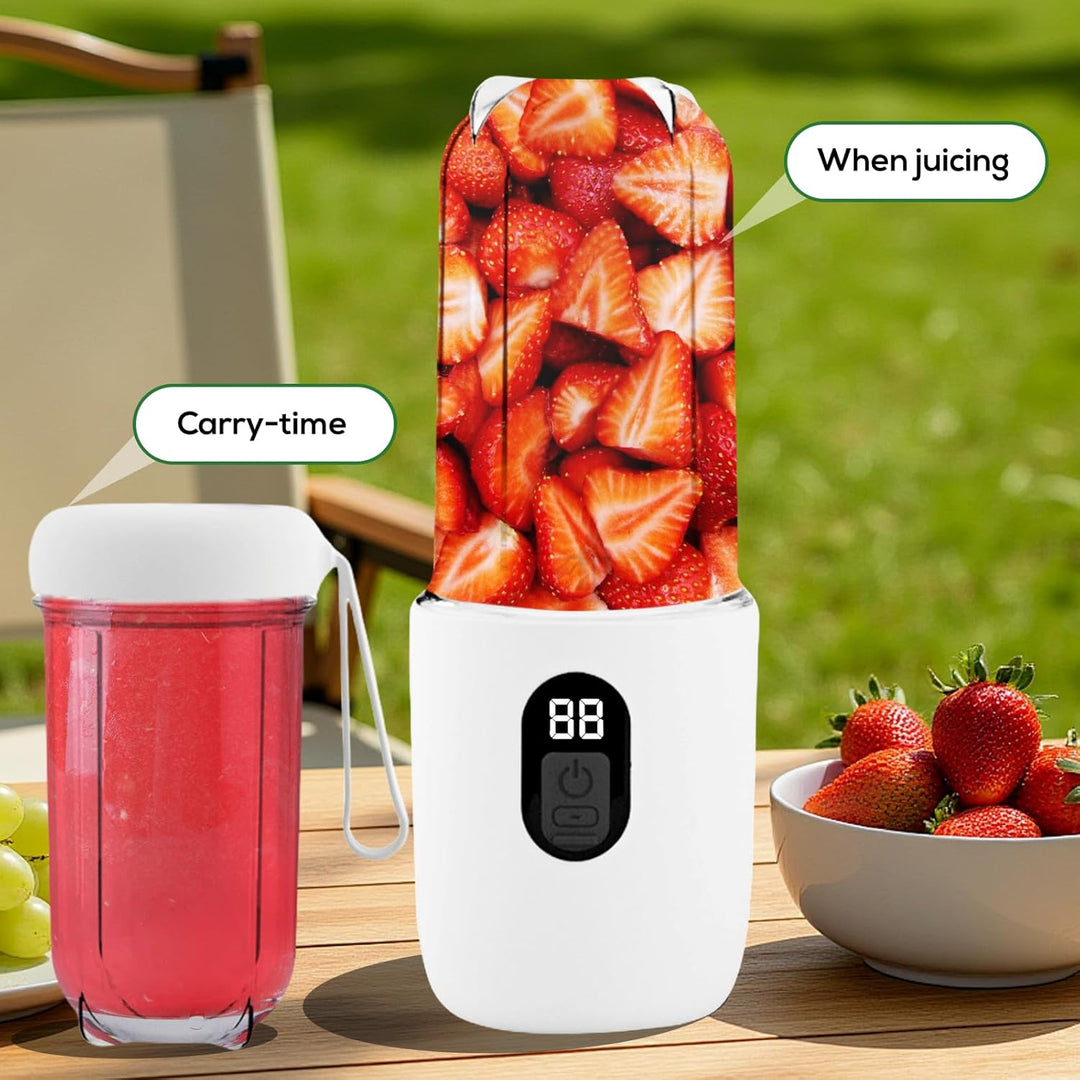 BORDEAG Tragbarer Mixer, 500ml Mini Standmixer, Aufladung Smoothie Maker To Go mit Reise-Deckel, 6 R