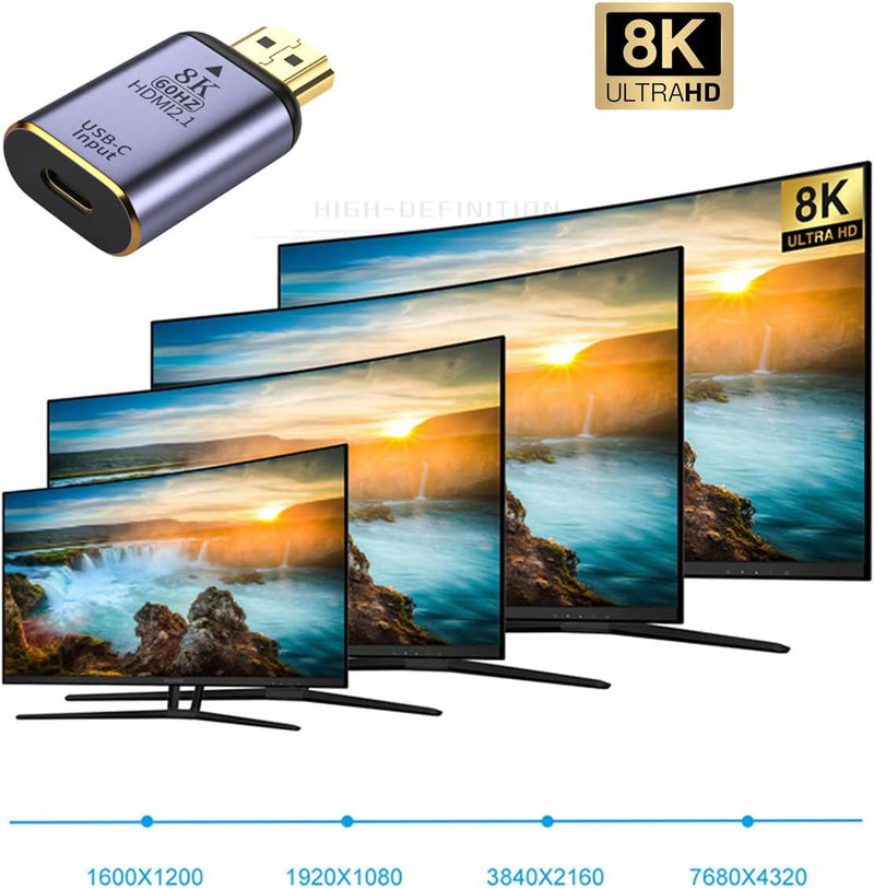 Xiwai USB-C Typ C Buchse auf HDMI Waschbecken HDTV Adapter 8K @ 60Hz 4K @ 120Hz für Tablet & Handy &