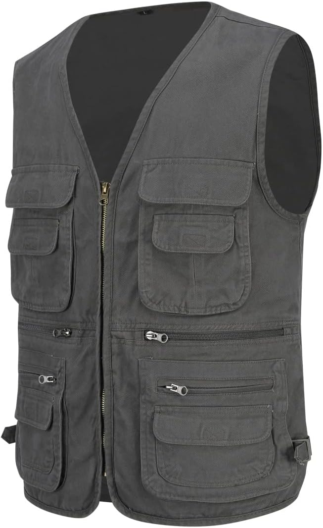YOUTHUP Anglerweste Herren Outdoor Weste Multi-Tasche Ärmellose Jagd Herrenwesten Leicht Safari Wand
