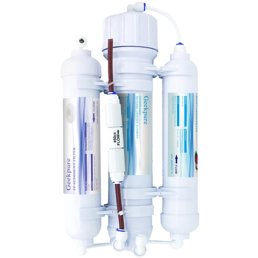 Geekpure 3-Stufiges Tragbares Aquarium Arbeitsplatten Umkehrosmose Wasserfiltersystem-100GPD