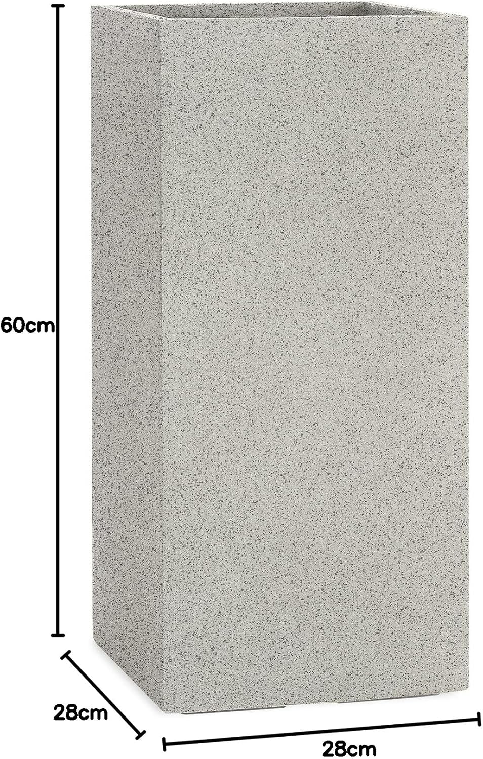 Pflanzwerk® Pflanzkübel Tower Granit Grau 60x28x28cm *Frostbeständiger Blumenkübel* *UV-Schutz* *Qua