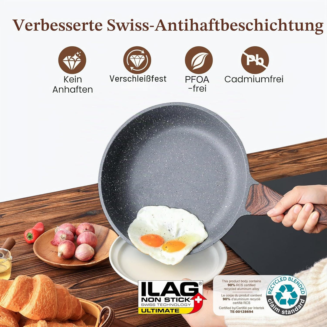 SENSARTE Antihaft Bratpfanne, 20cm Schweizer Granit-Beschichtung Omelette Pfanne, gesunde Stein Koch