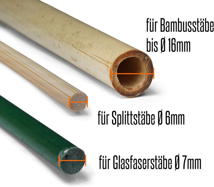 100 Tonkinklammern (Bambusklammern, Clips) aus Edelstahl 306 für Bambus Stangen (Bambusrohr) mit Dur