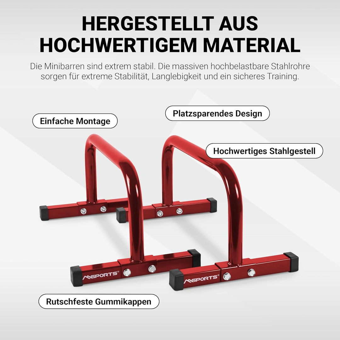 MSPORTS Low Fitness Parallettes Minibarren Professional LxBxH: 60x35x29 cm| Push-Up Bars Liegestützg