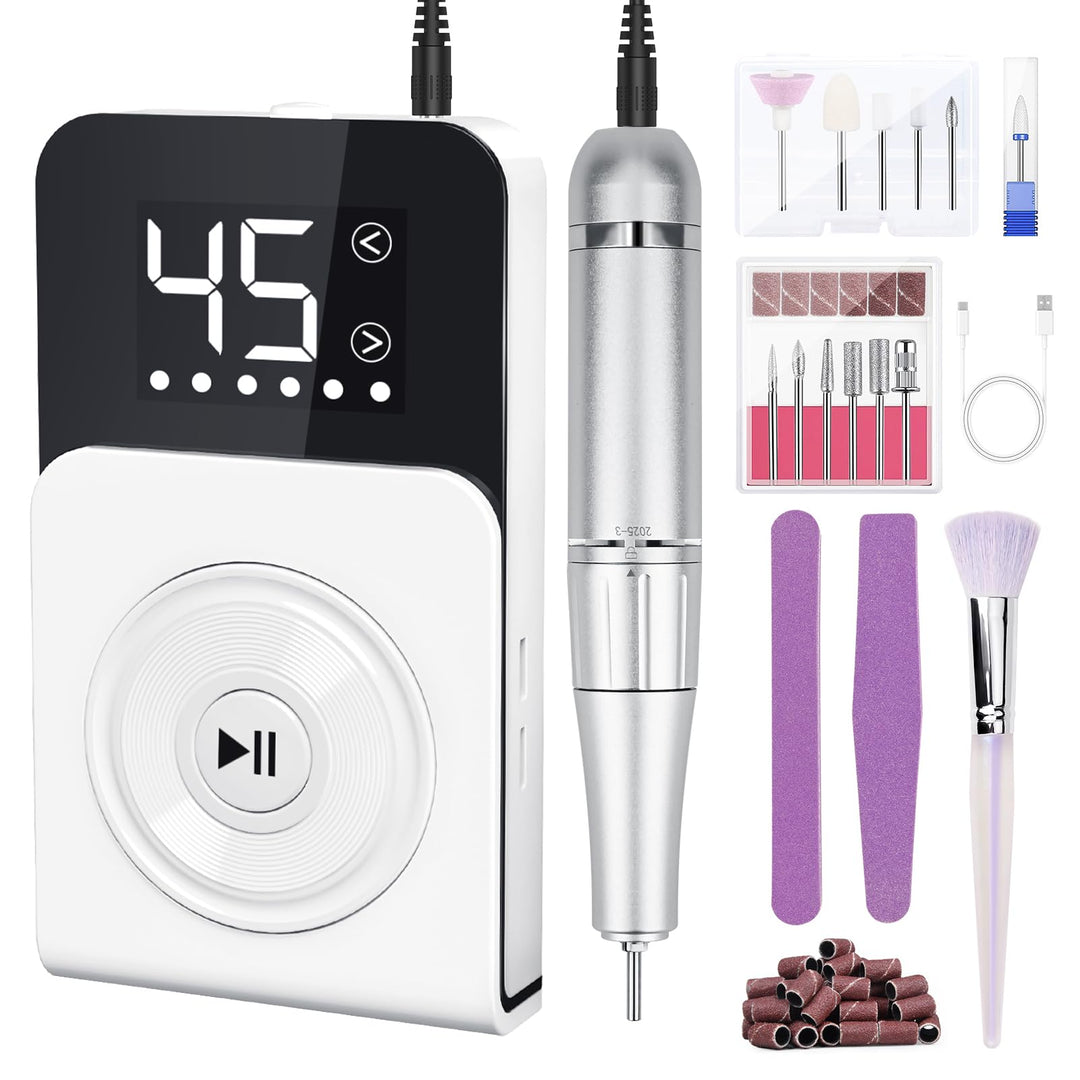 Elektrische Nagelfeile Nagelfräser Professioneller 45000RPM, 12 in 1, LCD Maniküre Pediküre Set Elek