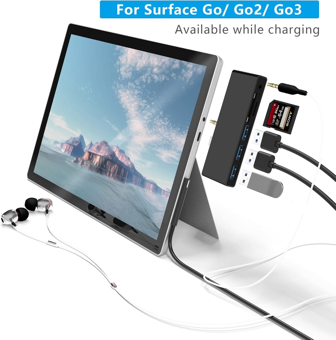 Surface Go Docking Station, USB C Hub Surface Go /Go2 /Go3 mit USB3.0+2 USB 2.0+SD Kartenleser+Micro