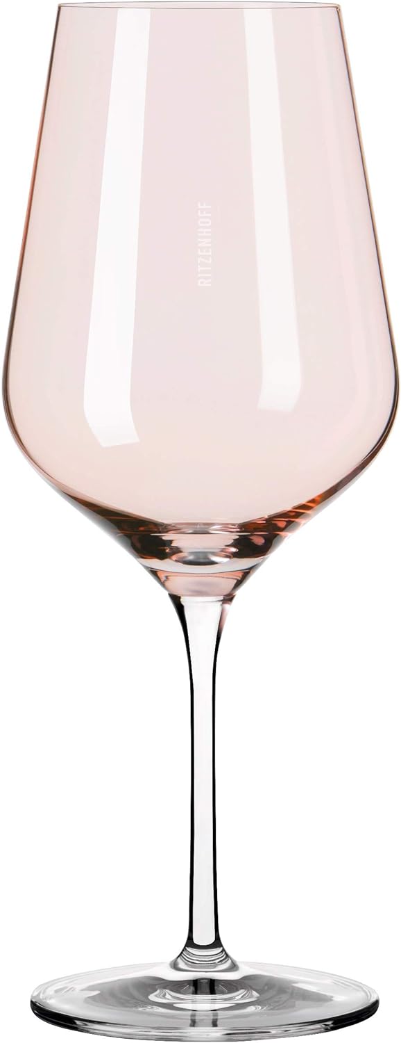 RITZENHOFF 3631001 Rotweinglas 500 ml – Serie Fjordlicht Nr. 1 – 2 Stück mit Farbverlauf Peach – Mad