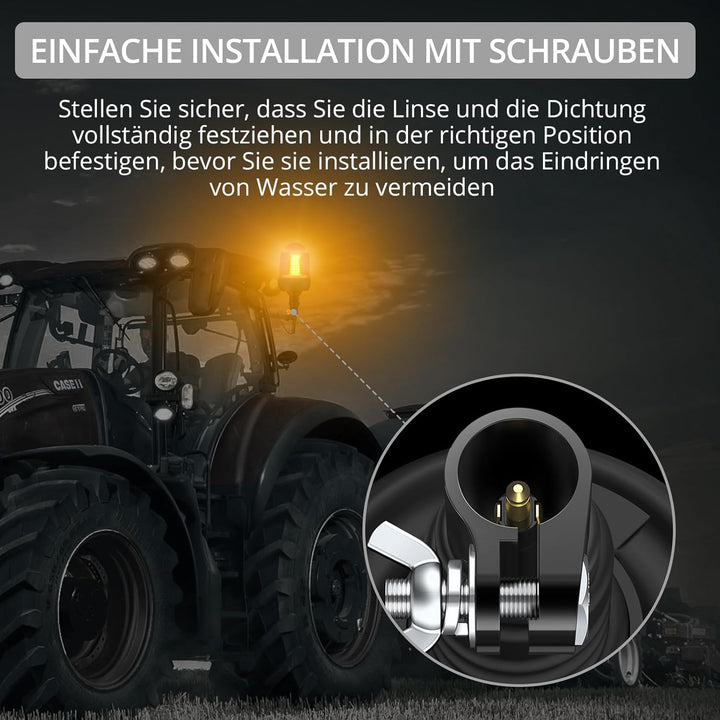 Justech 2x 80LED Rundumkennleuchte Rundumleuchte Warnleuchten LED Amber 12V/24V Blinkleuchte Staubdi