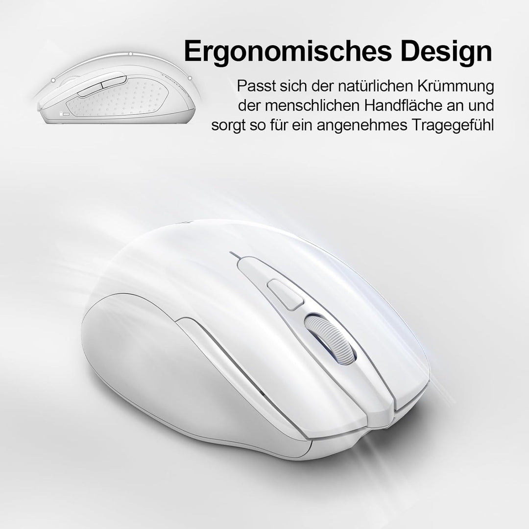 TECKNET Silent Kabellose Maus, Wiederaufladbar Funkmaus 4800 DPI, 2,4 GHz Optische Computer Maus für