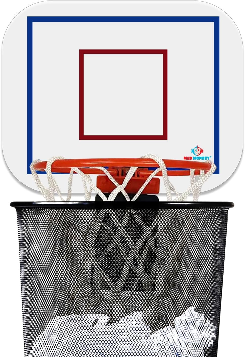 Mad Monkey Basketballkorb Mülleimer - Lustiger Papierkorb für Jugendzimmer oder Büro - Basketball Mü