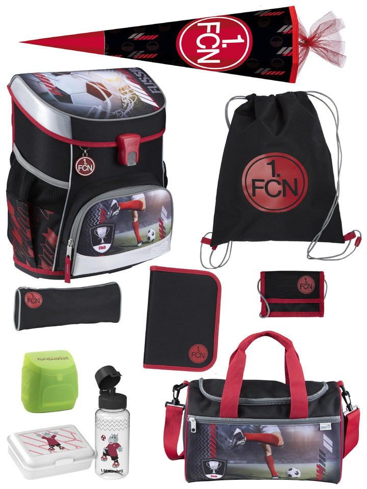 Familando - Scooli Campus Fit Schulranzen Set - 10-teilig mit Schultüte - 1. FC Nürnberg (1. FCN) -