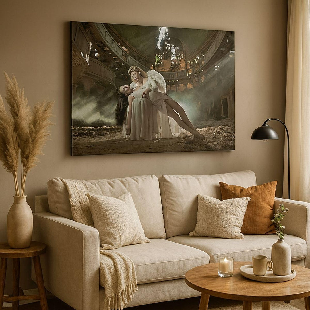 Bilder auf Leinwand 100x70cm Leinwandbild Engel Frau Theater Oper Gross Wanddeko Bild Schlafzimmer K