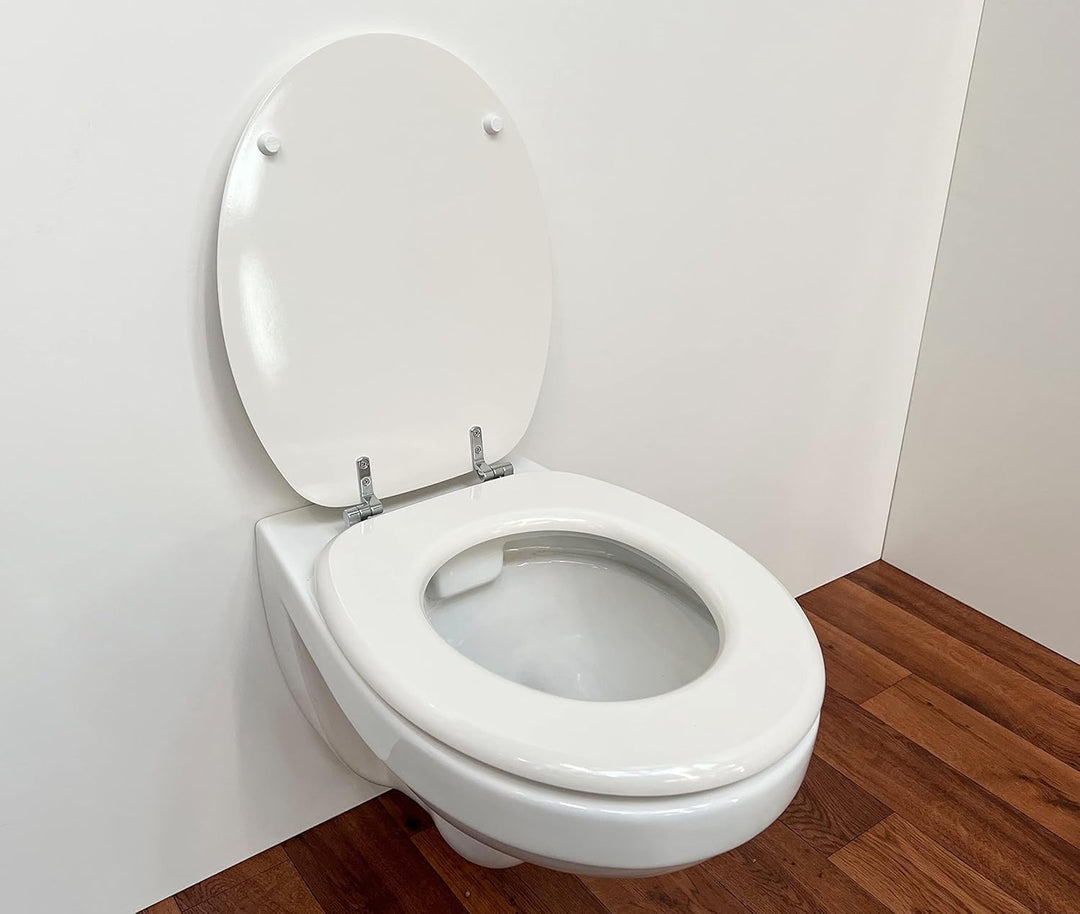 ADOB WC Sitz Klobrille Holzkern Farbe Pergamon extrem stabil, messing verchromte Scharniere, WC-Bril