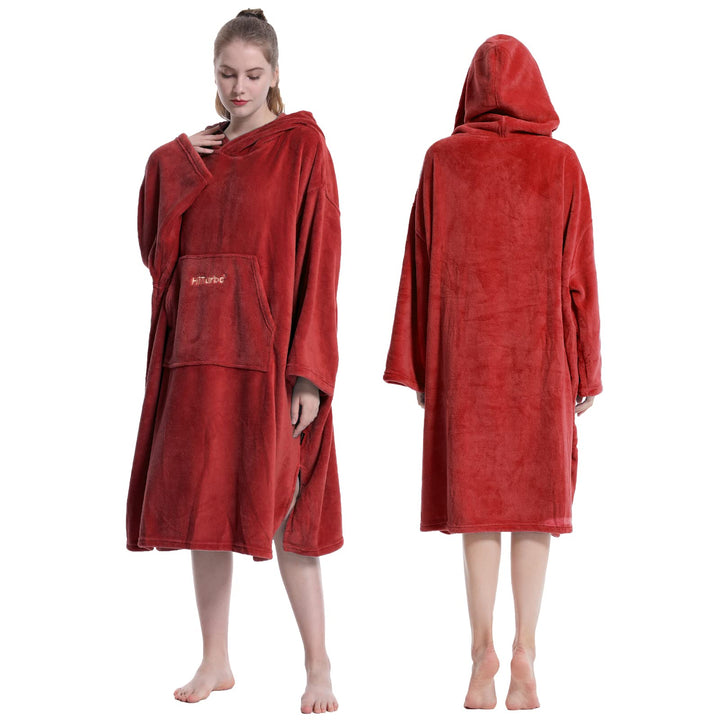 Hiturbo Bademantel, Damen Herren Robe, Unisex, Einheitsgrösse, Warmer Weicher Fleece Mogenmantel mit