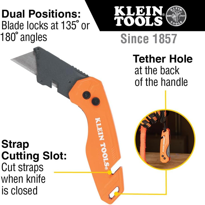 Klein Tools 44303 | Universalmesser klappbar mit Klingenaufbewahrung | Faltbares Teppichmesser mit S