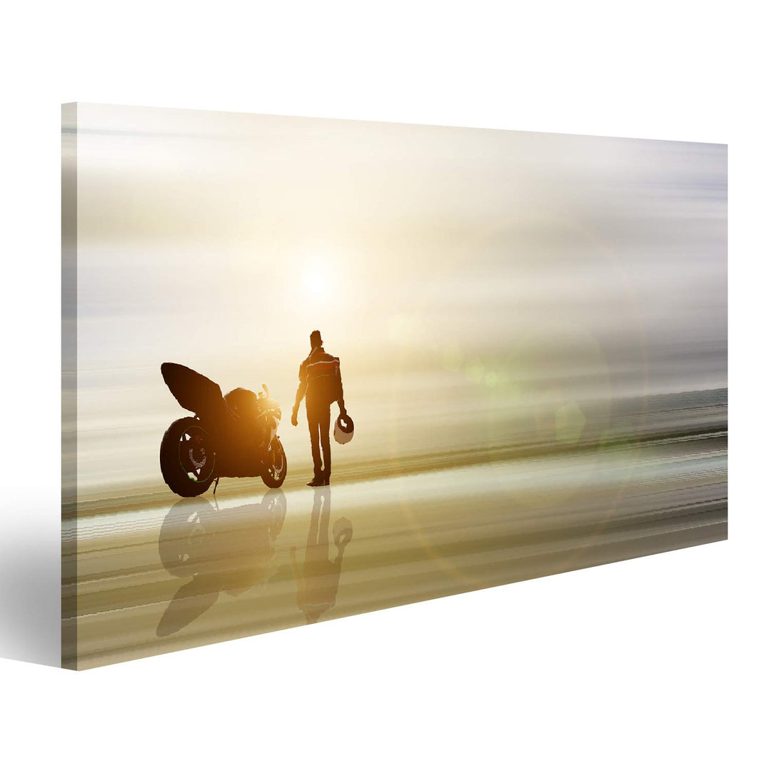islandburner Bild auf Leinwand Abstrakte Kunst Motorrad Horizont Unscharfer Hintergrund Bilder Wandb