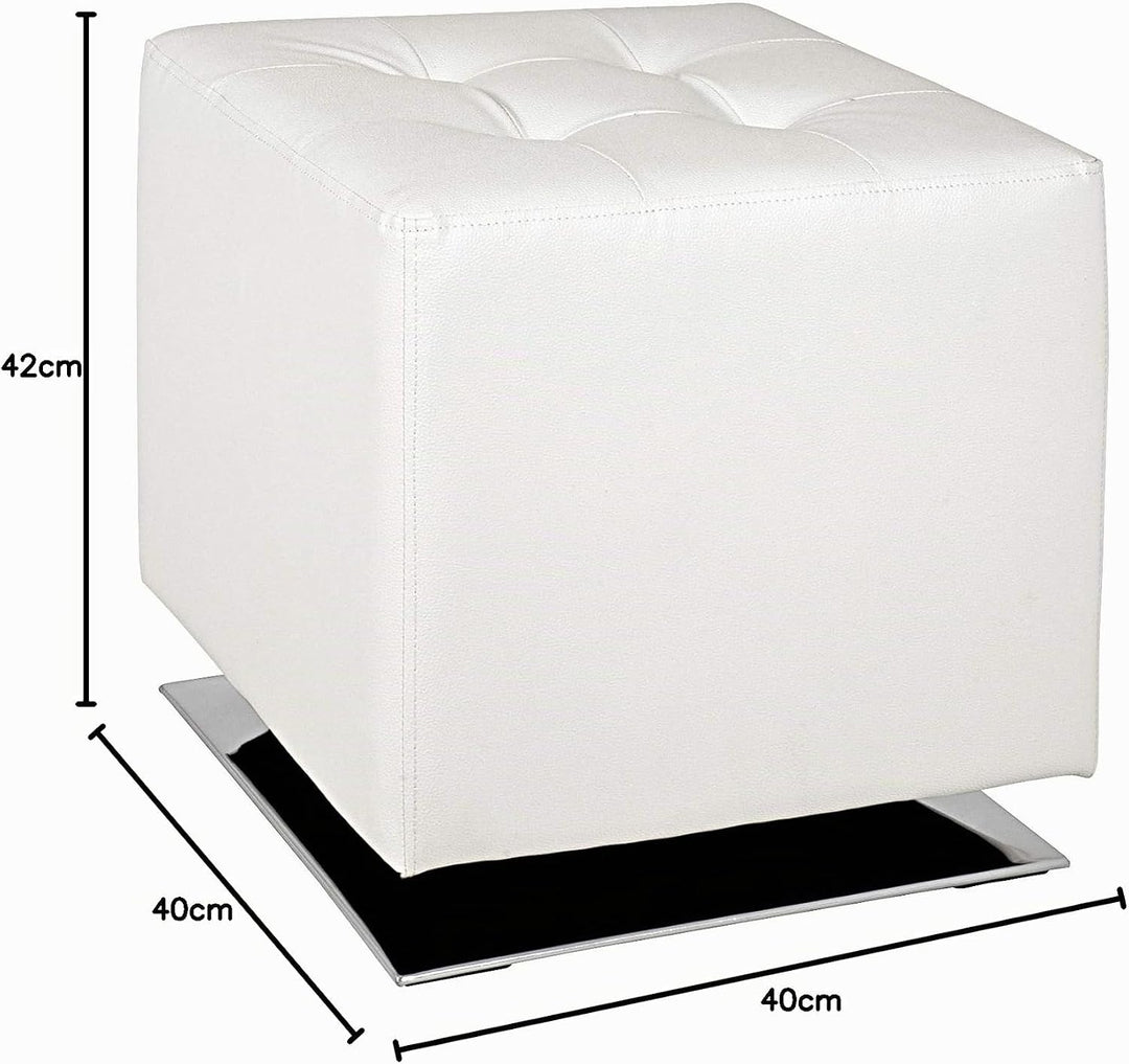 HAKU Möbel Hocker, Kunstleder, chrom-weiss, B 40 x T 40 x H 42 cm Chrom-weiss 40 x 40 x 42, Chrom-we