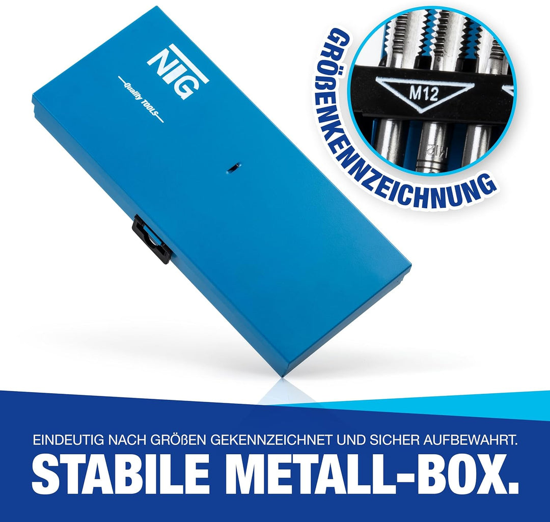 NTG Gewindeschneidesatz 32- tlg., Gewindeschneider Set inkl. Aufbewahrungskoffer, M3, M4, M5, M6, M8