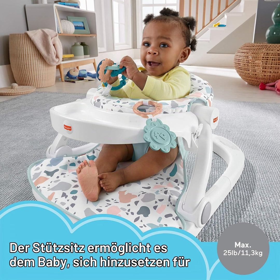 Fisher-Price Portable Baby Chair with Tray and 2 Baby Toys, Sit-Me-Up Floor Seat, Pacific Pebble St