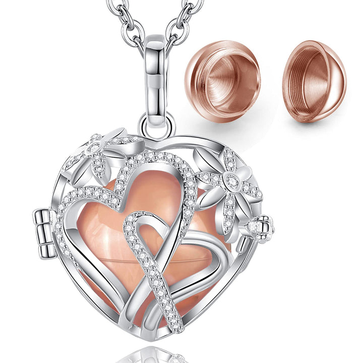 EUDORA Harmony Ball Asche Urnen Kette für Damen, Einäscherung Schmuck Silber Verkupfert Memorial Urn