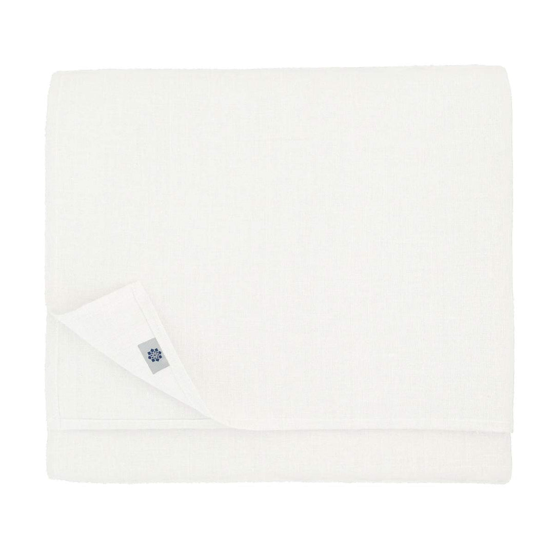Linen & Cotton Elegante Tischdecke Rund/Oval Amelia - 100% Leinen, Weiss/Weiss (Durchmesser 156cm) T