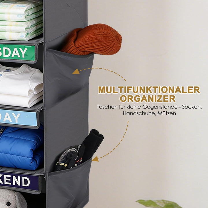 Kleiderorganizer 6 Fächer Hängend – Hängeregal aus Stoff für Schrank, Schublade oder Tür – Organisie