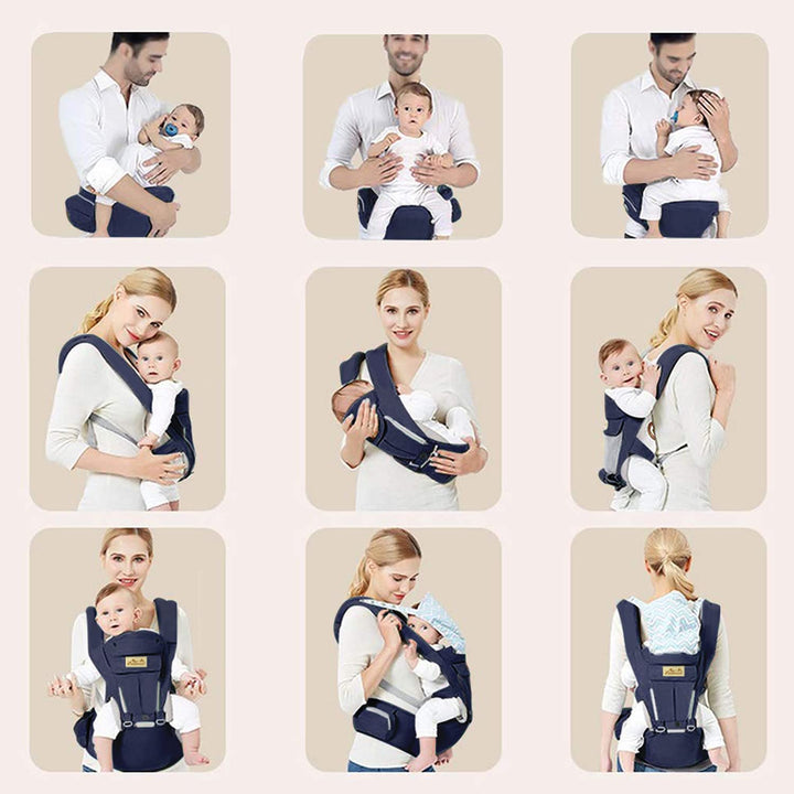 Viedouce Babytrage Ergonomische mit Hüftsitz/Reine Baumwolle Leicht und atmungsaktiv/Multiposition:D
