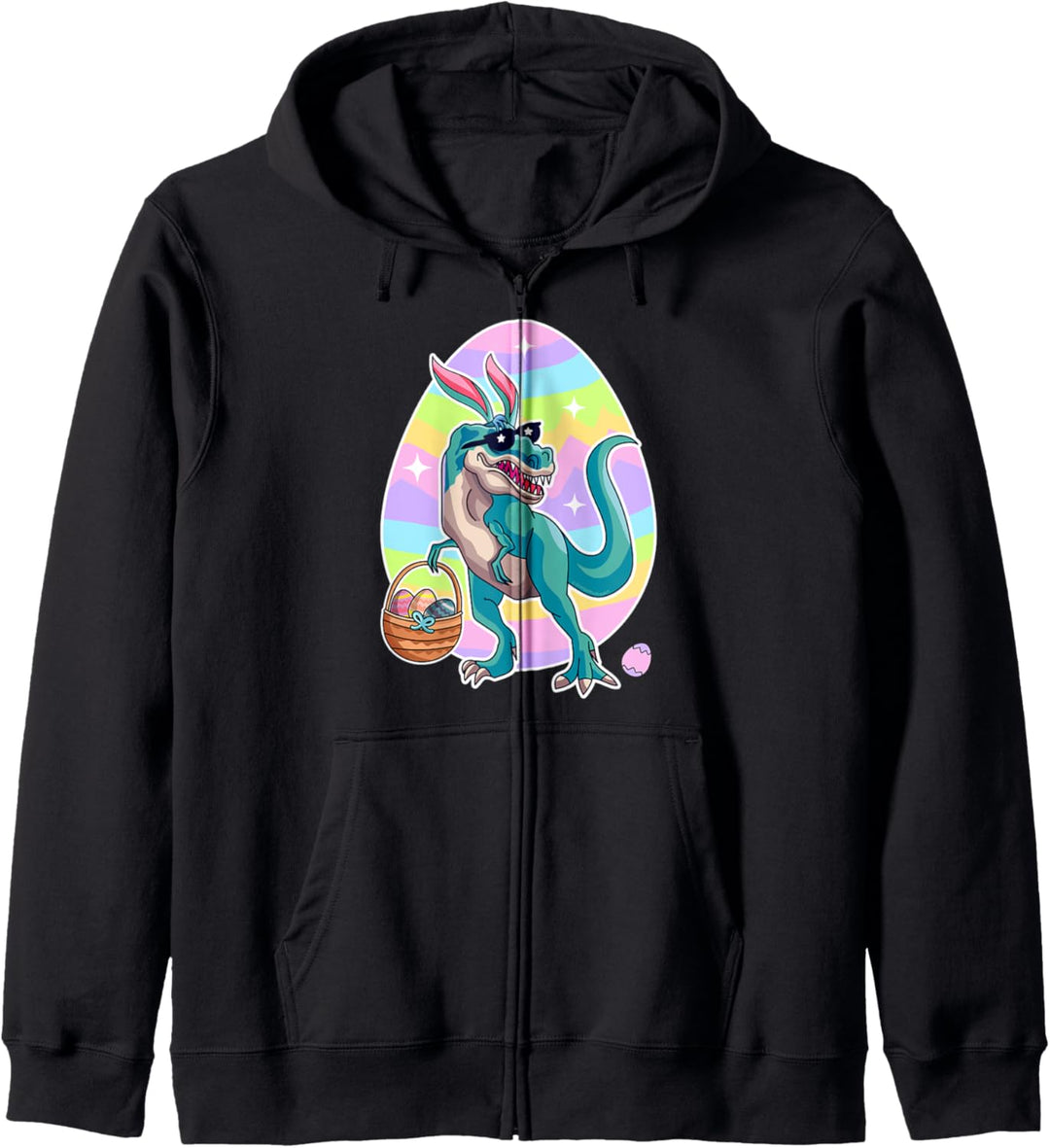 T Rex Osterhase mit Eierkorb, lustiger Dinosaurier, Jungen und Kinder Kapuzenjacke