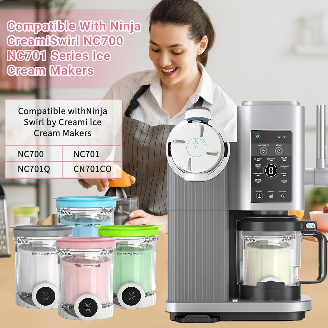 DAZZTIME Behälter für Ninja Creami Deluxe Pints,4 Stück Ersatz für Ninja Creami Deluxe Pints und Dec