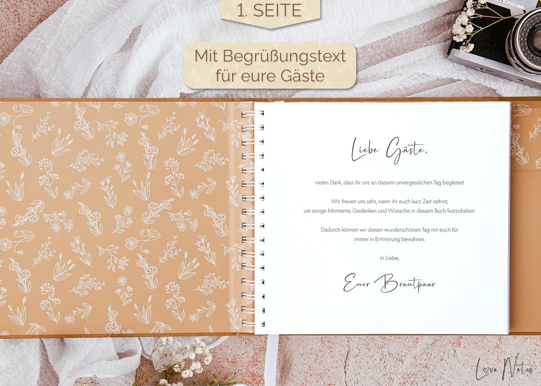 Love Notes Gästebuch Hochzeit mit Fragen zum Ausfüllen – Hochwertiges Hochzeitsbuch für unvergesslic
