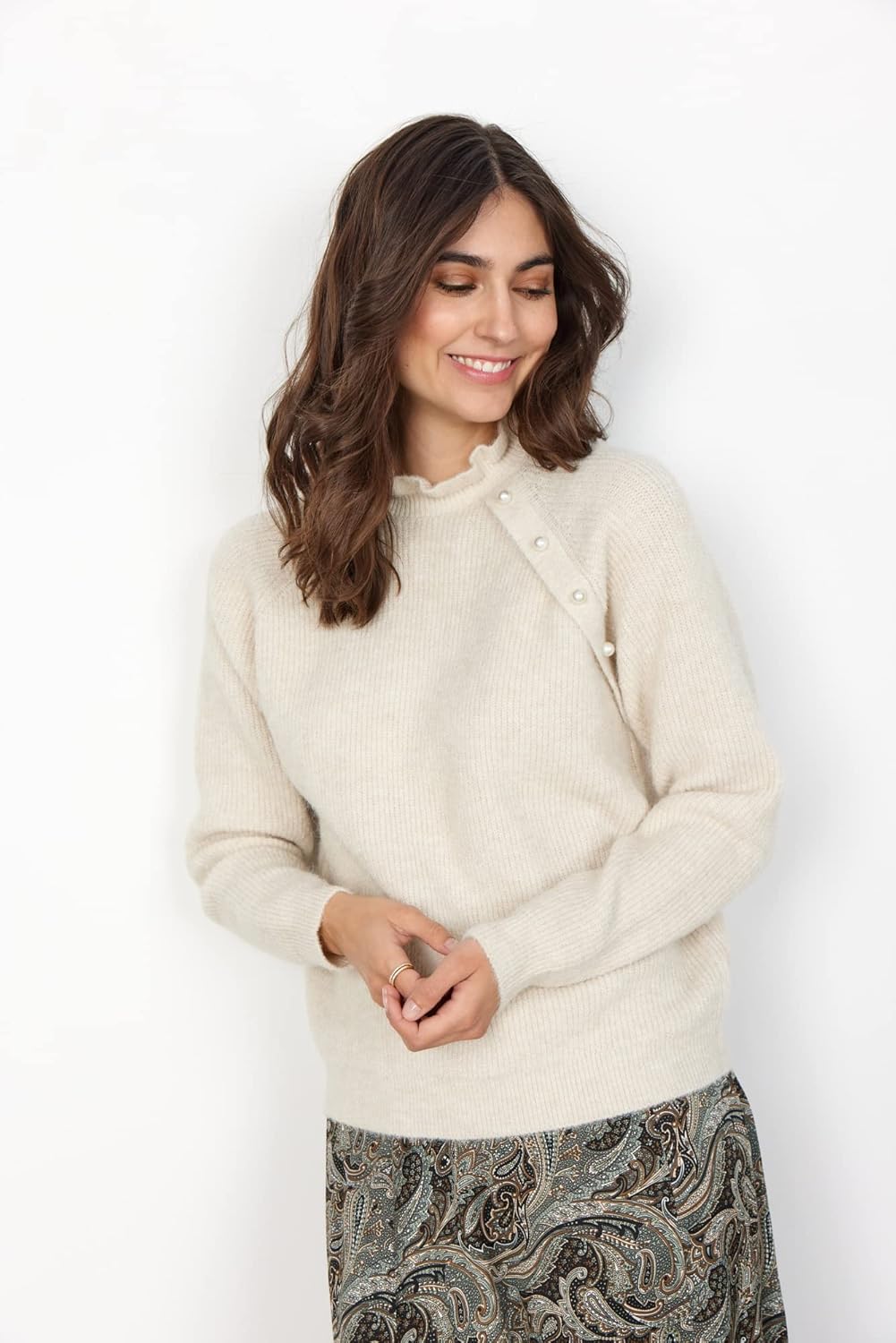 SOYACONCEPT Damen Pullover Sweater XL 91620 Cream Melange, XL 91620 Cream Melange