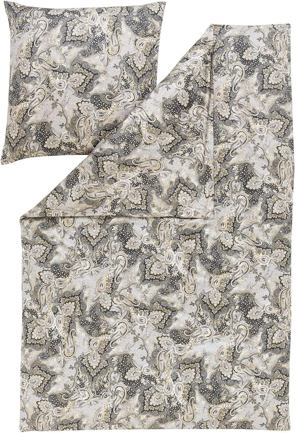 ESTELLA Mako-Satin Bettwäsche Tiberio Silber 1 Bettbezug 155 x 220 cm + 1 Kissenbezug 80 x 80 cm, 1