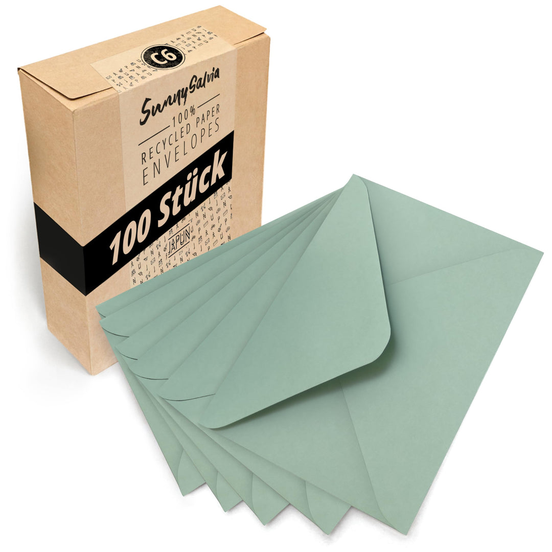 Japun – Briefumschläge (100 Stück) aus Papier, Kuvert, Umschlag ohne Fenster - DIN C6-162 x 114 mm -