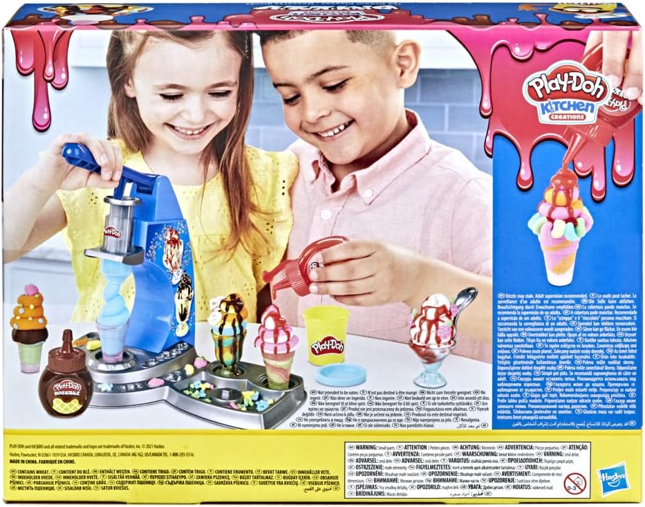Play-Doh Drizzy Eismaschine mit Toppings, inklusive Drizzle Knete und 6 Farben, Drizzy Eis