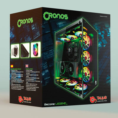 Talius Cronos ATX Gaming Box, gehärtetes Glas, RGB-Lüfter (in DREI Farben erhältlich) (Schwarz) Sing