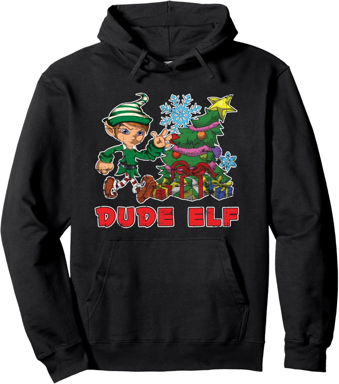 Pajama Partnerlook Geschenk Lustiger Weihnachtself Dude Pullover Hoodie