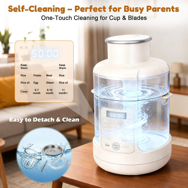 Babynahrungszubereiter 500 W – All-in-One-Gerät: Dampfgarer, Mixer, Wärmer & Timer für alle Entwickl
