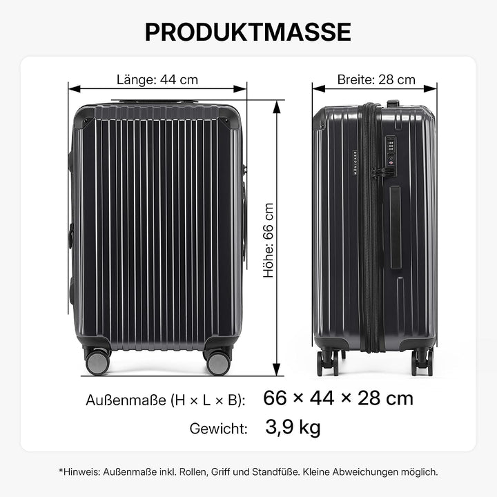 Münicase M816 TSA-Schloss Koffer Reisekoffer Trolley Kofferset Hardschale Boardcase Handgepäck (Schw