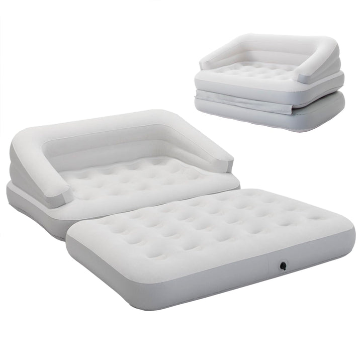 Aufblasbare Couches Schlafsofa, beflockte Luftmatratze Bett mit Armlehne, Doppelgrösse