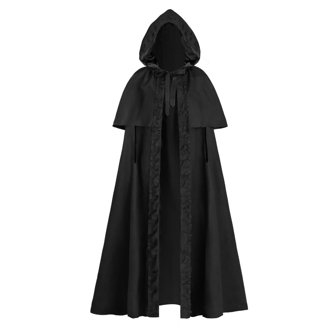 Fiamll Mittelalter Umhang Damen Kapuze Mantel mit Manschette Einfarbige Trenchcoat Renaissance Vampi