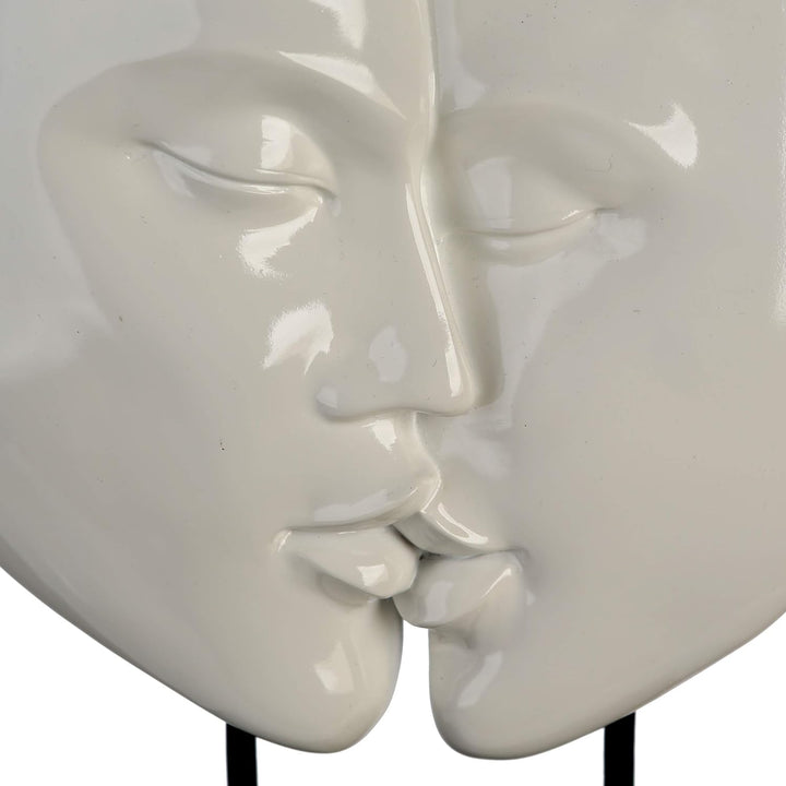 Casablanca modernes Design Moderne Skulptur Faces Poly weiss auf schwarzer Base Höhe 28 cm Breite 22