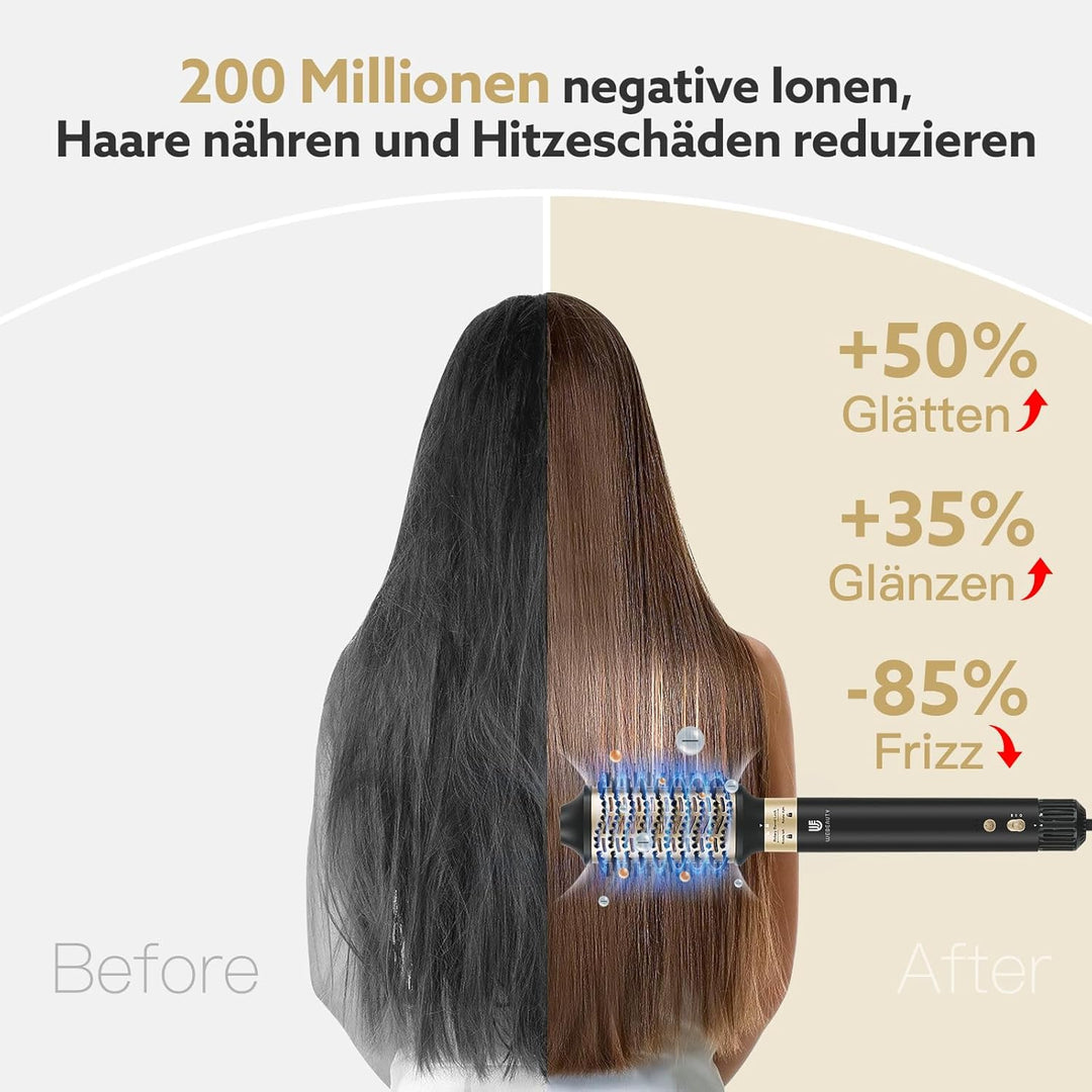 webeauty 6in1 Hairstyler, 110,000U/Min,30M/S,Hochgeschwindigkeit Haartrockner mit Warmluftbürste, Ru