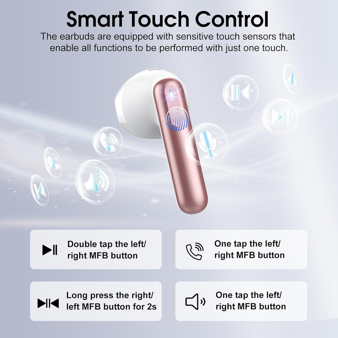 Bluetooth Kopfhörer, 2026 Kopfhörer Kabellos Bluetooth 5.4, 40Std HIFI Stereo In Ear Kopfhörer mit 4
