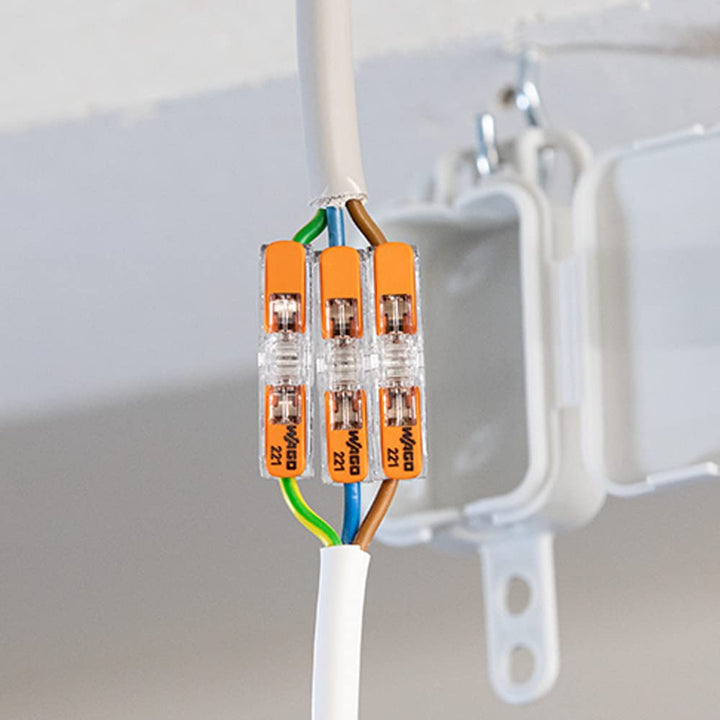 WAGO 2-Leiter Durchgangs-Verbinder mit Hebel 221-2411 | Nennquerschnitt: 4 mm², mit Hebel, 60 Stück,