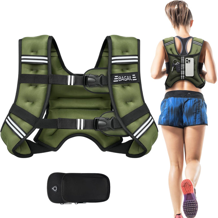 BAGAIL Gewichtsweste für Krafttraining, Brustgrösse Verstellbar, Praktische Tasche, mit Eisensand Ge