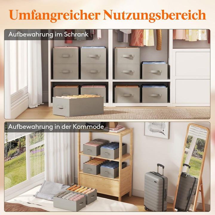 Lifewit Schrank Aufbewahrungsbox Kleidung, Jeans Ordner für Kleiderschrank mit Trennplatte, 6 Fächer