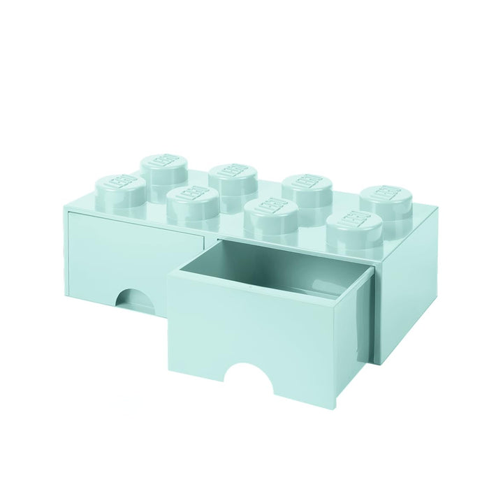 Lego Brick Schublade 8 Knöpfe, 2 Schubladen, stapelbar Aufbewahrungsbox, 9,4 l, Aqua (Mint grün), 32