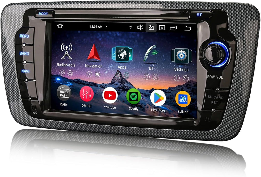 Erisin 7 Zoll Android 14 Autoradio 2Din mit GPS Navi für SEAT Ibiza Unterstützt Bluetooth Freisprech