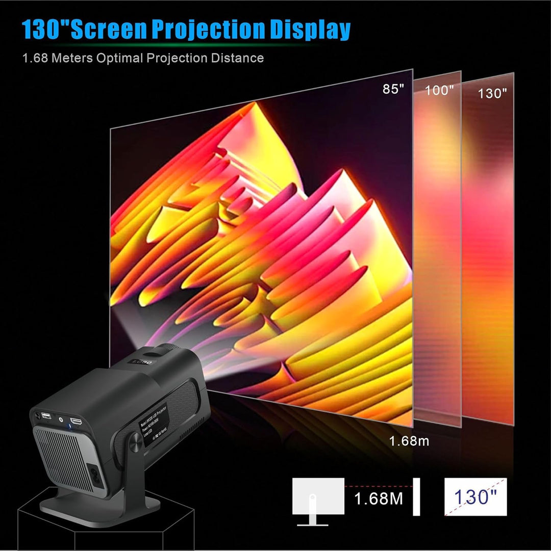 Mini Beamer, HY320 Mini Beamer 4k 200 ANSI Smart Projector mit Android 11, Tragbarer Beamer Outdoor,